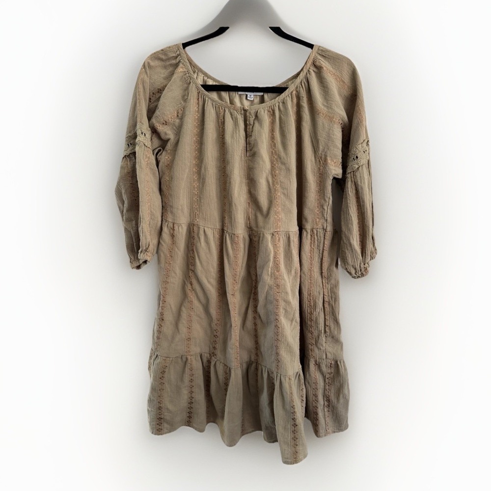 Spring Fate by LFD Boho Peasant Women's Dress Size Med Olive Green